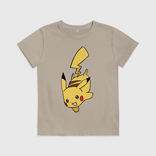Детская футболка Радостный Пикачуха / Миндальный – фото 1
