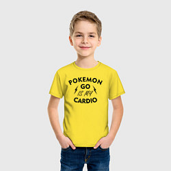 Футболка хлопковая детская Pokemon go is my Cardio, цвет: желтый — фото 2