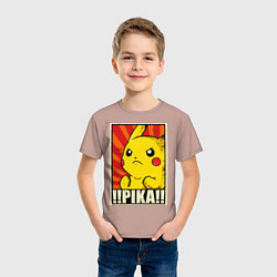 Футболка хлопковая детская Pikachu: Pika Pika, цвет: пыльно-розовый — фото 2