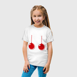 Футболка хлопковая детская Елочные шары, цвет: белый — фото 2
