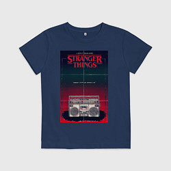 Футболка хлопковая детская Название и магнитофон, цвет: тёмно-синий
