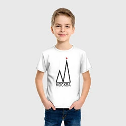 Футболка хлопковая детская Москва-чёрный логотип-2, цвет: белый — фото 2