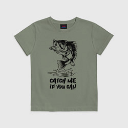 Футболка хлопковая детская Catch me if you can, цвет: авокадо