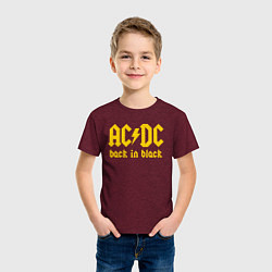 Футболка хлопковая детская ACDC BACK IN BLACK, цвет: меланж-бордовый — фото 2