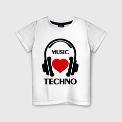 Футболка хлопковая детская Techno Music is Love, цвет: белый