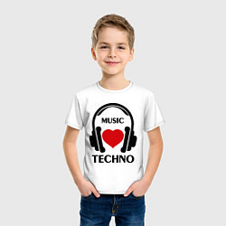 Футболка хлопковая детская Techno Music is Love, цвет: белый — фото 2