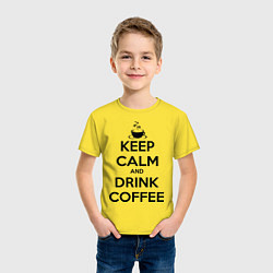 Футболка хлопковая детская Keep Calm & Drink Coffee, цвет: желтый — фото 2