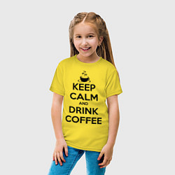 Футболка хлопковая детская Keep Calm & Drink Coffee, цвет: желтый — фото 2