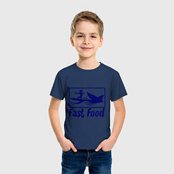 Футболка хлопковая детская Shark fast food, цвет: тёмно-синий — фото 2