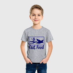 Футболка хлопковая детская Shark fast food, цвет: меланж — фото 2
