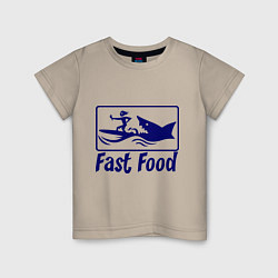 Футболка хлопковая детская Shark fast food, цвет: миндальный