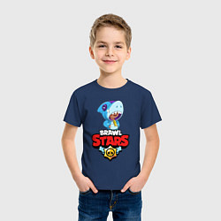 Футболка хлопковая детская BRAWL STARS LEON SHARK, цвет: тёмно-синий — фото 2