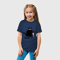 Футболка хлопковая детская What cat, цвет: тёмно-синий — фото 2
