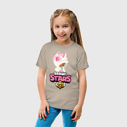 Футболка хлопковая детская Brawl Stars Leon Unicorn, цвет: миндальный — фото 2