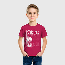 Футболка хлопковая детская Viking world tour, цвет: маджента — фото 2