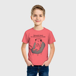 Футболка хлопковая детская Котик меломан, цвет: коралловый — фото 2