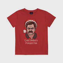 Футболка хлопковая детская Ron Swanson, цвет: красный