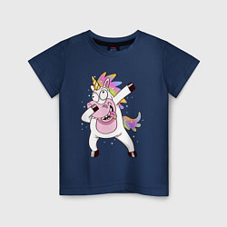 Футболка хлопковая детская Dabbing Unicorn, цвет: тёмно-синий