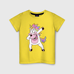 Футболка хлопковая детская Dabbing Unicorn, цвет: желтый