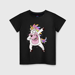 Футболка хлопковая детская Dabbing Unicorn, цвет: черный