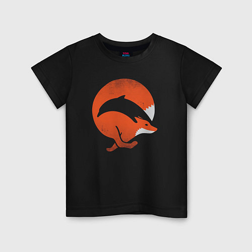 Детская футболка Лиса и дельфин / Черный – фото 1