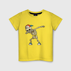 Футболка хлопковая детская Dab Skeleton, цвет: желтый