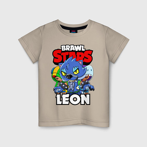 Детская футболка BRAWL STARS LEON / Миндальный – фото 1