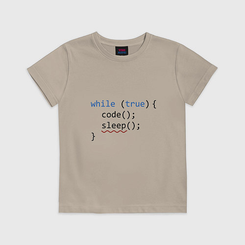 Детская футболка Code - sleep / Миндальный – фото 1