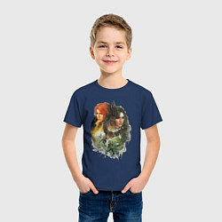 Футболка хлопковая детская Ведьмак: Трис и Йеннифер, цвет: тёмно-синий — фото 2