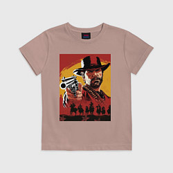 Футболка хлопковая детская Red dead redemption 2, цвет: пыльно-розовый