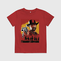 Футболка хлопковая детская Red dead redemption 2, цвет: красный