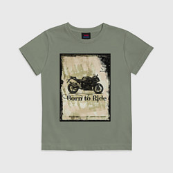 Футболка хлопковая детская Born to Ride, цвет: авокадо