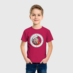 Футболка хлопковая детская Гагарин ?? 1, цвет: маджента — фото 2