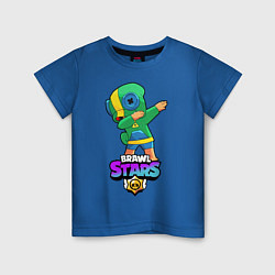 Футболка хлопковая детская Brawl Stars Leon, Dab цвета синий — фото 1