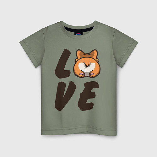 Детская футболка Love Corgi / Авокадо – фото 1