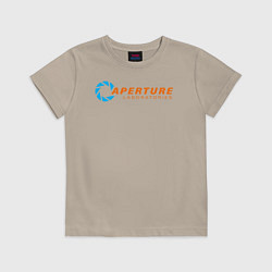 Футболка хлопковая детская Aperture Laboratorie, цвет: миндальный