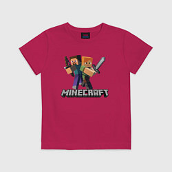 Футболка хлопковая детская MINECRAFT, цвет: маджента