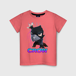 Футболка хлопковая детская Brawl Stars CROW, цвет: коралловый