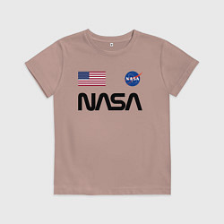 Футболка хлопковая детская NASA НАСА, цвет: пыльно-розовый