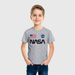 Футболка хлопковая детская NASA НАСА, цвет: меланж — фото 2