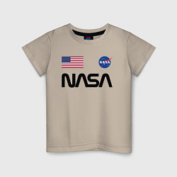 Футболка хлопковая детская NASA НАСА, цвет: миндальный