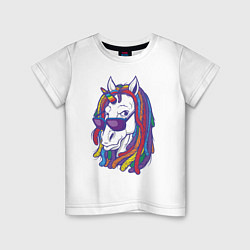 Футболка хлопковая детская Rasta Unicorn, цвет: белый