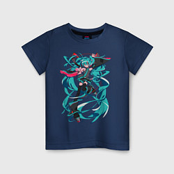 Футболка хлопковая детская Hatsune Miku Expo, цвет: тёмно-синий