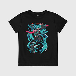 Футболка хлопковая детская Hatsune Miku Expo, цвет: черный