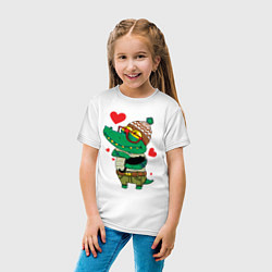 Футболка хлопковая детская Модный крокодил, цвет: белый — фото 2