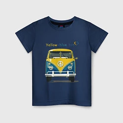 Футболка хлопковая детская Я люблю вас Yellow-blue bus, цвет: тёмно-синий