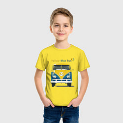 Футболка хлопковая детская Я люблю вас Yellow-blue bus, цвет: желтый — фото 2