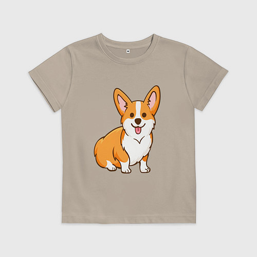 Детская футболка Корги / Миндальный – фото 1