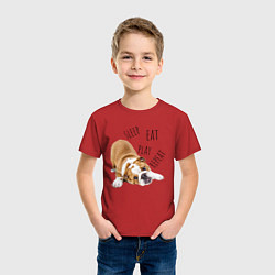 Футболка хлопковая детская Sleep Eat Play Repeat Бульдог, цвет: красный — фото 2