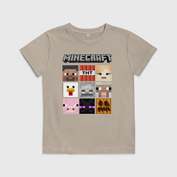 Футболка хлопковая детская MINECRAFT, цвет: миндальный